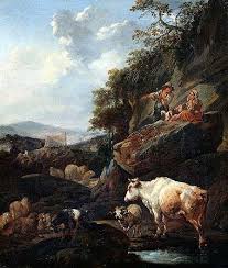 Johann Heinrich Roos 1631 Reipoltskirchen – 1685 Frankfurt am Main Landschaft mit Hirten und Vieh (Hirtenidylle mit Viehherde), 1673. Öl auf Leinwand - 1922_roos_landschaft