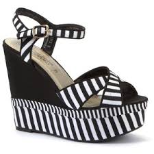 Black and White Stripe Wedge Sandals - Polyvore
