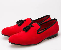 High Claasy All match Tassel Loafers Red Velvet Slip On Flat Shoes ...