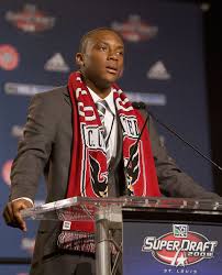 First-round draft pick Rodney Wallace of D.C. United addresses the audience during the MLS 2009 Super Draft at the St. Louis Convention Center on January 15 ... - MLS+2009+Super+Draft+9m-OZX02WxHl