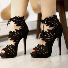 cute, black, women, high, heels, shoes, stylish, fashion