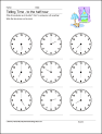 Math Worksheets - Telling Time to the Half Hour - WHAT TIME IS IT ...
