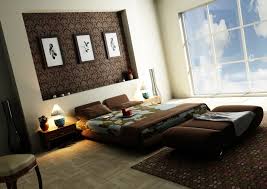 Contemporary Apartment Bedroom Decor featuring Brown Bed and Vinyl ...