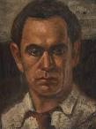 Biografía Antonio Fuentes ( Tánger, 1905 – 1995 ) | NUEVOARTE - autorretrato-ca1945-oleo-sobre-cuero-27-x-195-ctmfirmado-anagrama-angulo-inferior-d