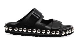 Giambattista Valli Studded Black Leather Flat Sandals | It's ...