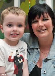 Karen Middleton sits with her son Liam Hey, aged four, from Leeds - article-2340214-1A47C2BB000005DC-141_306x423