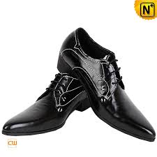 Mens Black Leather Lace Up Oxford Dress Shoes CW760070 | CWMALLS