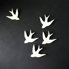 Wall art Swallows in Flight White Porcelain bird by PrinceDesignUK