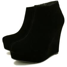 Buy Anastasia Wedge Heel Platform Ankle Boots - Black Suede Style