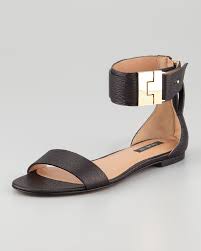 Rachel zoe Gladys Leather Flat Sandal in Black | Lyst