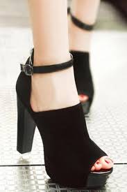 Elegant Black Peep-toe Cut out Pumps with Ankle Strap - OASAP.com