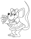 Kids-n-Fun | Coloring pages: Mouse with flowers