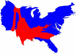 Cartogram of red states and