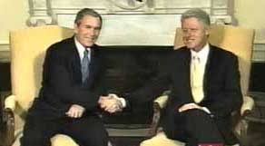 Clinton and Bush meeting in