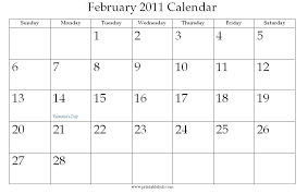Print February 2011 Calendar