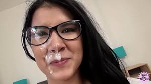 Insatiable hot babe with glasses loves to suck cock and handjob to full throat with hot fresh cum jpg x Handjob cum on glasses