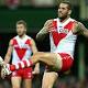 Lance Franklin is battling a torn back muscle and bleeding says Sydney Swans coach 