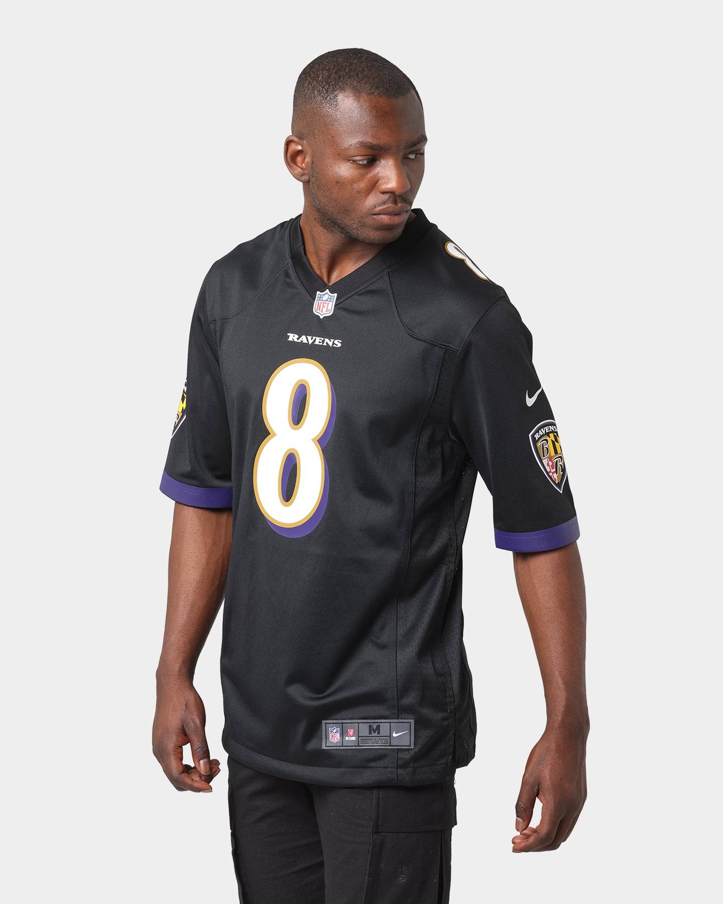 Fanatics NFL Mens Baltimore Ravens #8 Lamar Jackson Black Playoff Tshirt  Size L