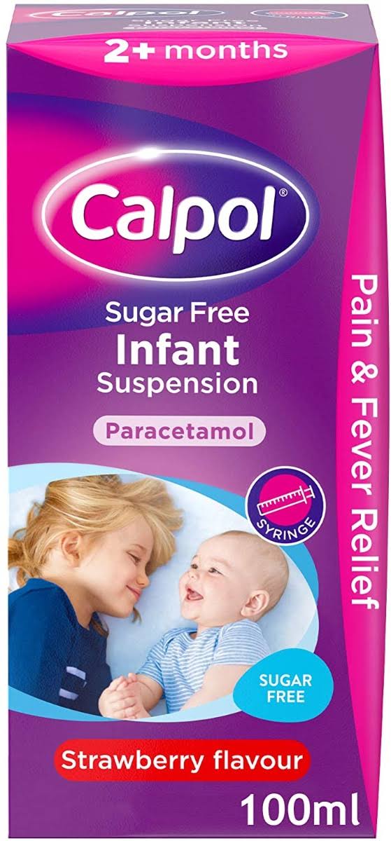 Calpol Sugar Free Infant Suspension Paracetamol - Strawberry Flavour, 2 Plus Months, 200ml