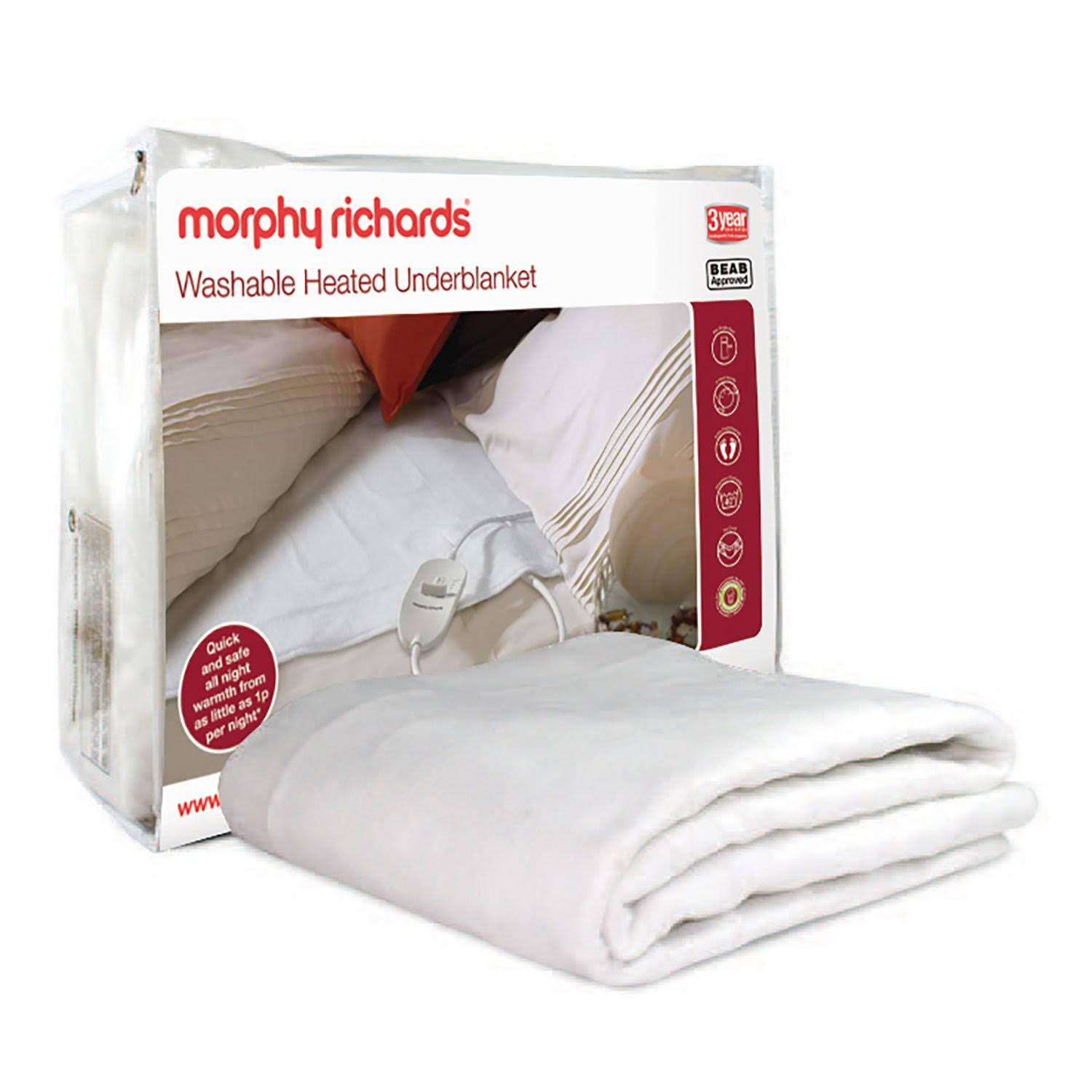 ElectroCity Waterford - Morphy Richards Washable Heated Underblanket Electric  Blanket - Single | Pointy