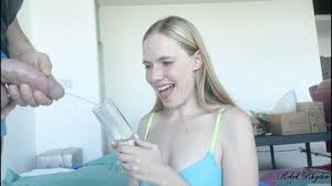 Cum in mouth after a great blowjob cutie drinks cum from a glass through a straw jpg x Blowjob drink