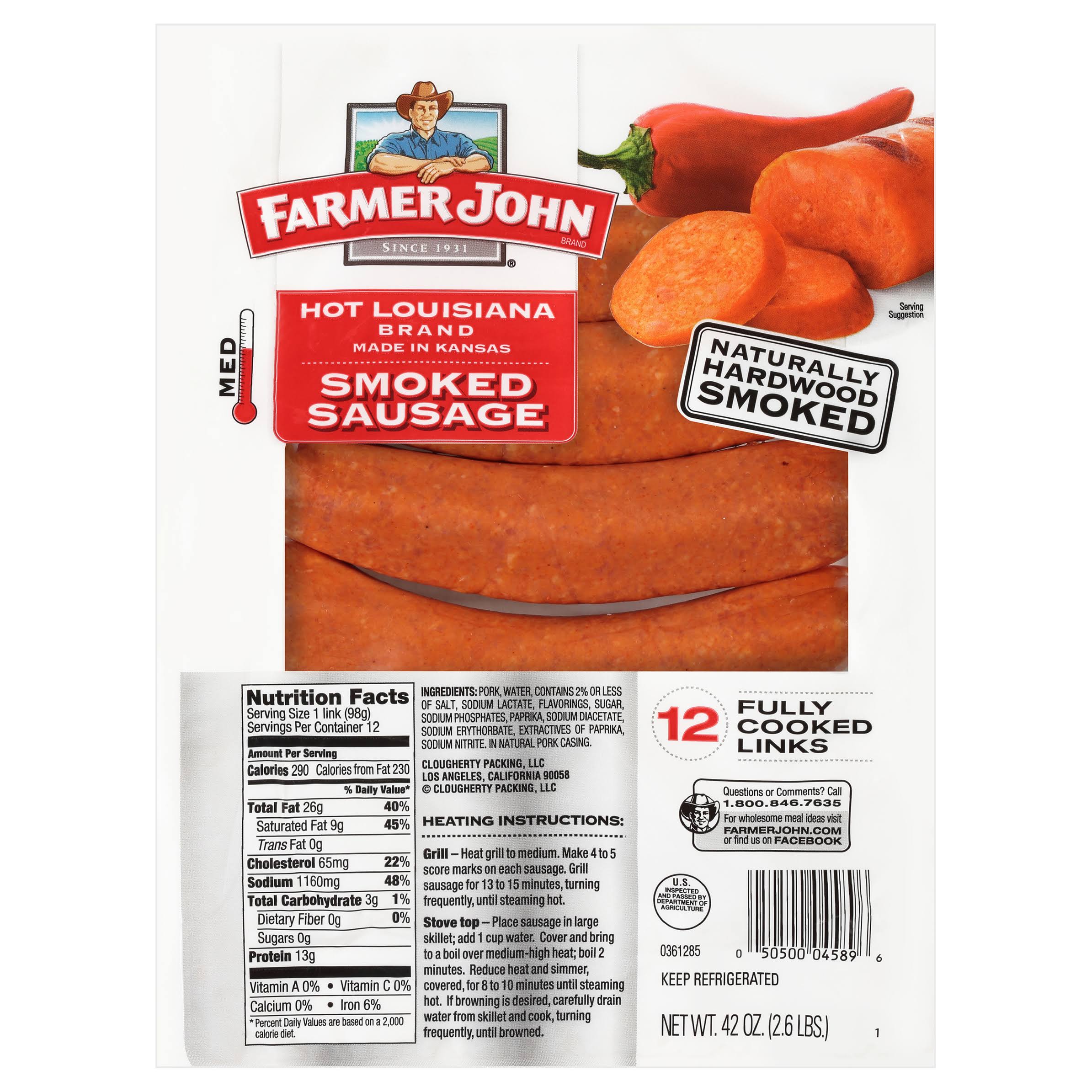 Bar-m Louisiana Hot Links Sausage, Refrigerated, 32oz