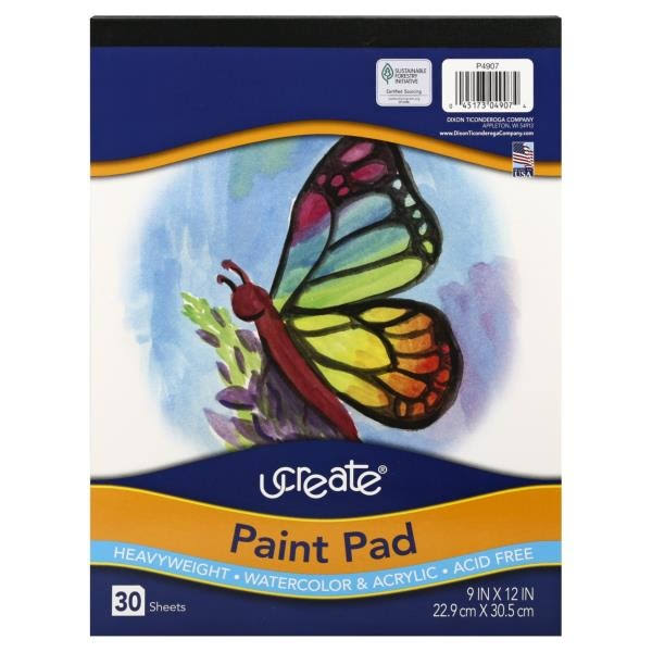 UCreate Paint Pad, 90 lb., 9 x 12, 30 Sheets