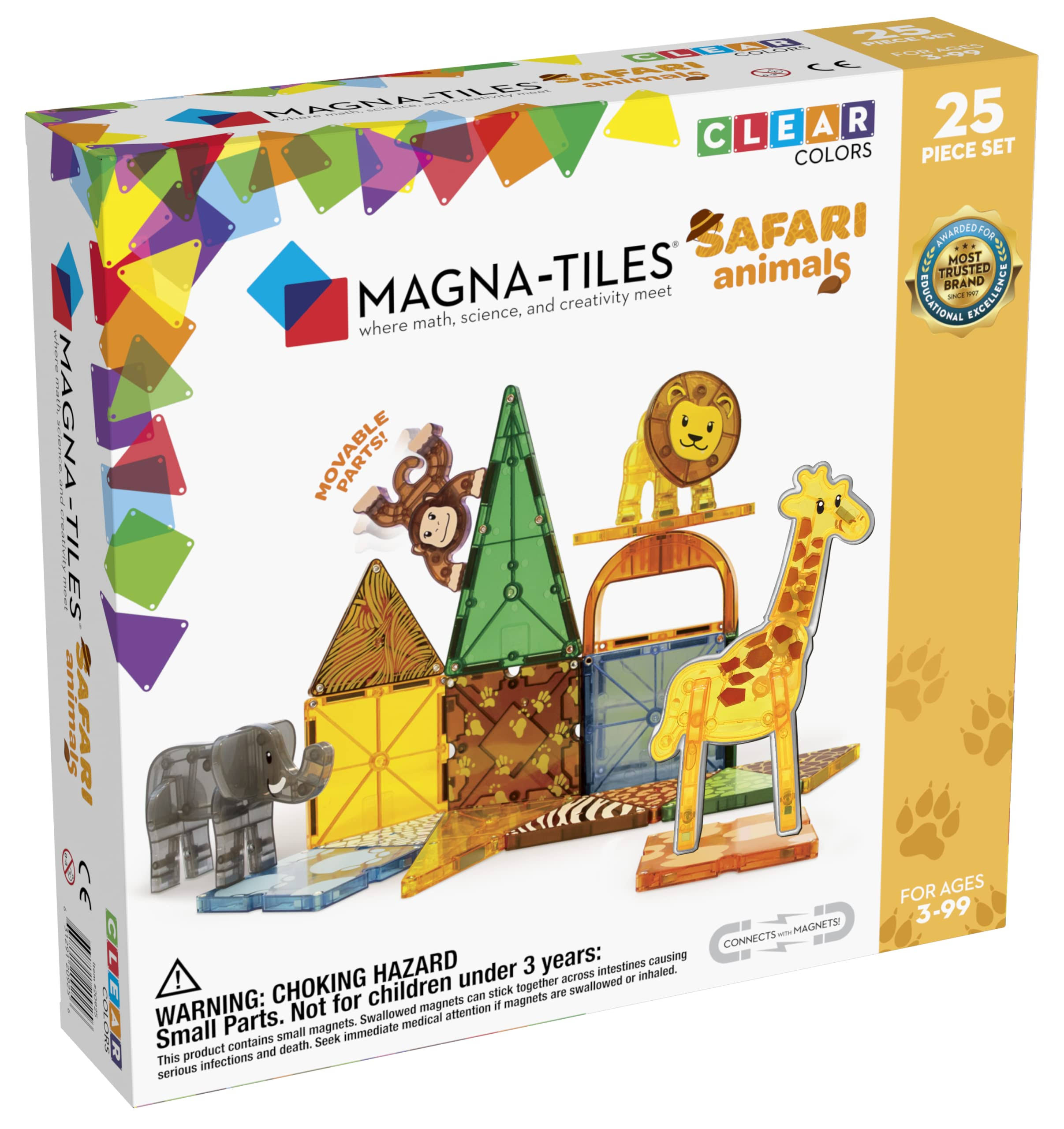 Magna-Tiles Safari Animals 25 Piece Set Clear Colors