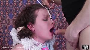 Perfect sloppy face fuck with nose hooks and cum on her throat jpg x Nose fuck