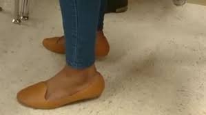 Candid flats shoeplay in library jpg x Candid shoeplay