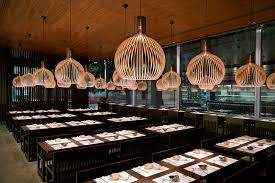 Ceiling lamps in restaurant