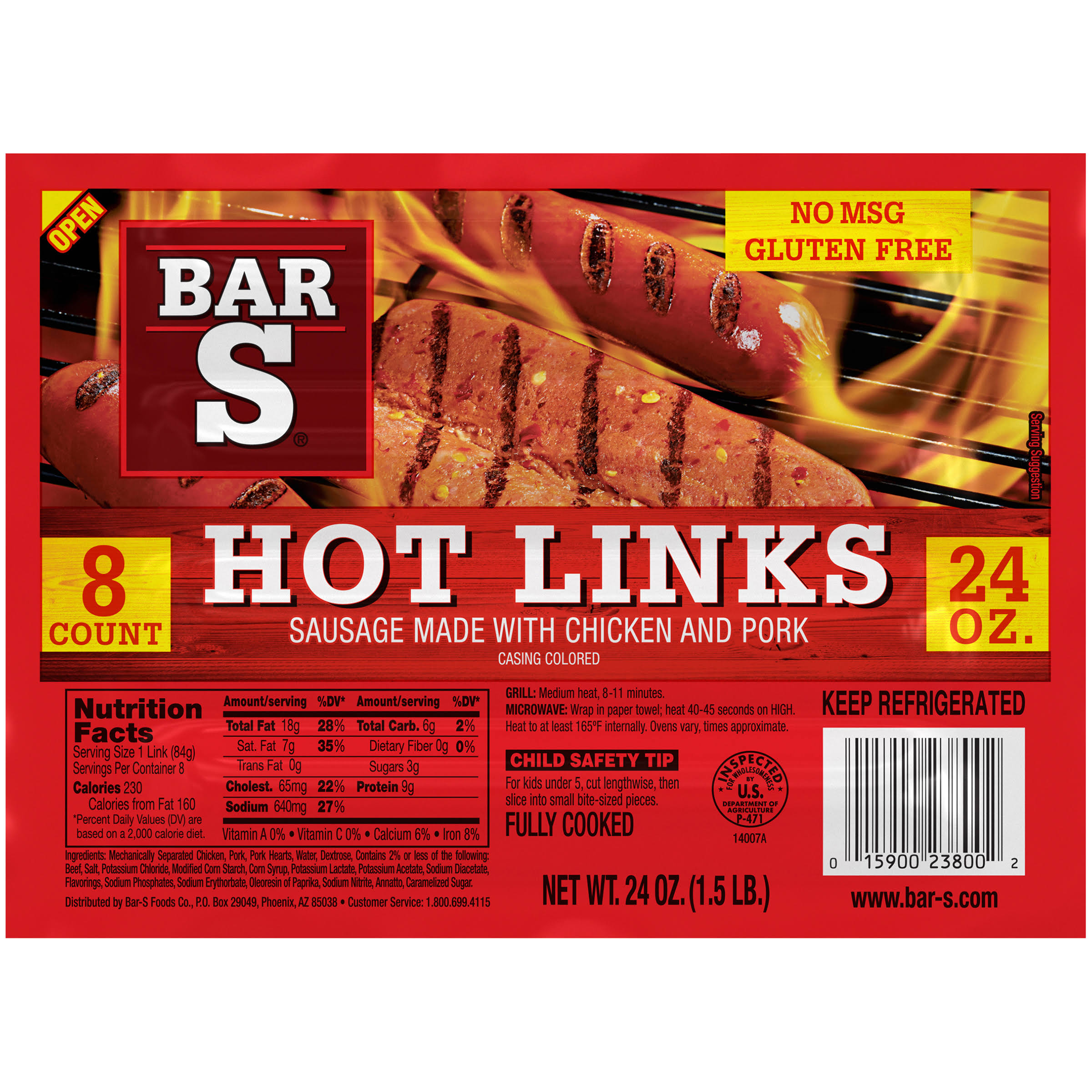 Bar-m Louisiana Hot Links Sausage, Refrigerated, 32oz