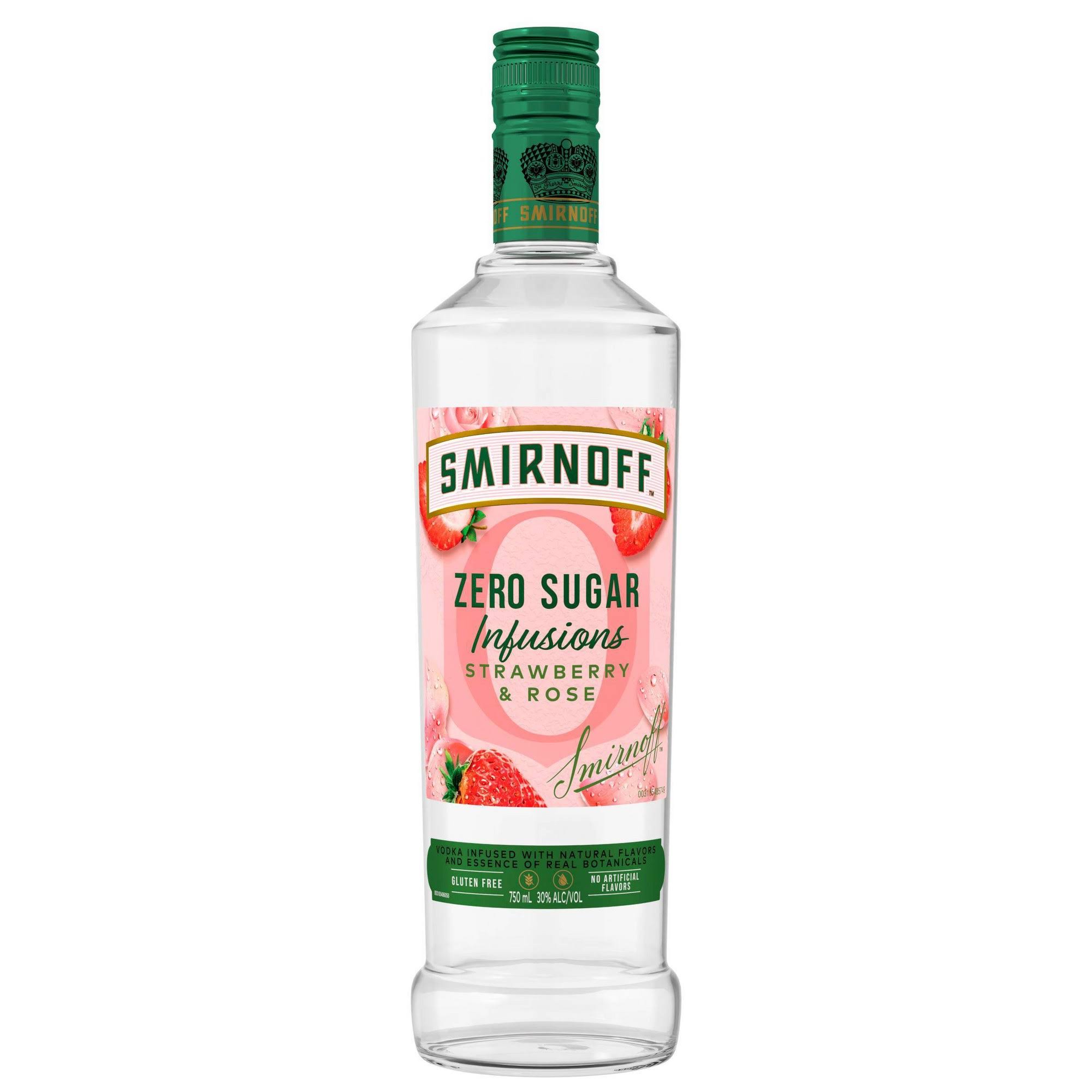 Smirnoff Zero Sugar Infusions Vodka, Strawberry & Rose - 750 ml