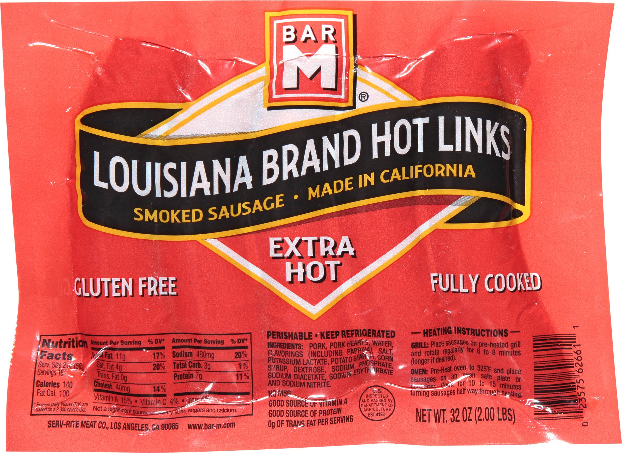 Bar M Extra Hot Louisiana Brand Hot Links, 40 oz - Foods Co.