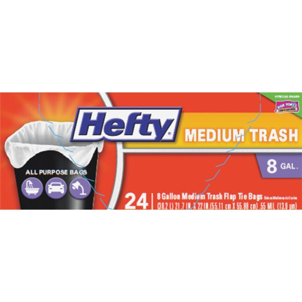 Hefty Medium Trash Bag with Flap Tie - 8gal, 24ct