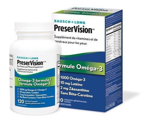 Bausch + Lomb Preservision Eye Vitamin & Mineral Supplement Omega-3 Formula - 120 Soft Gel Capsules