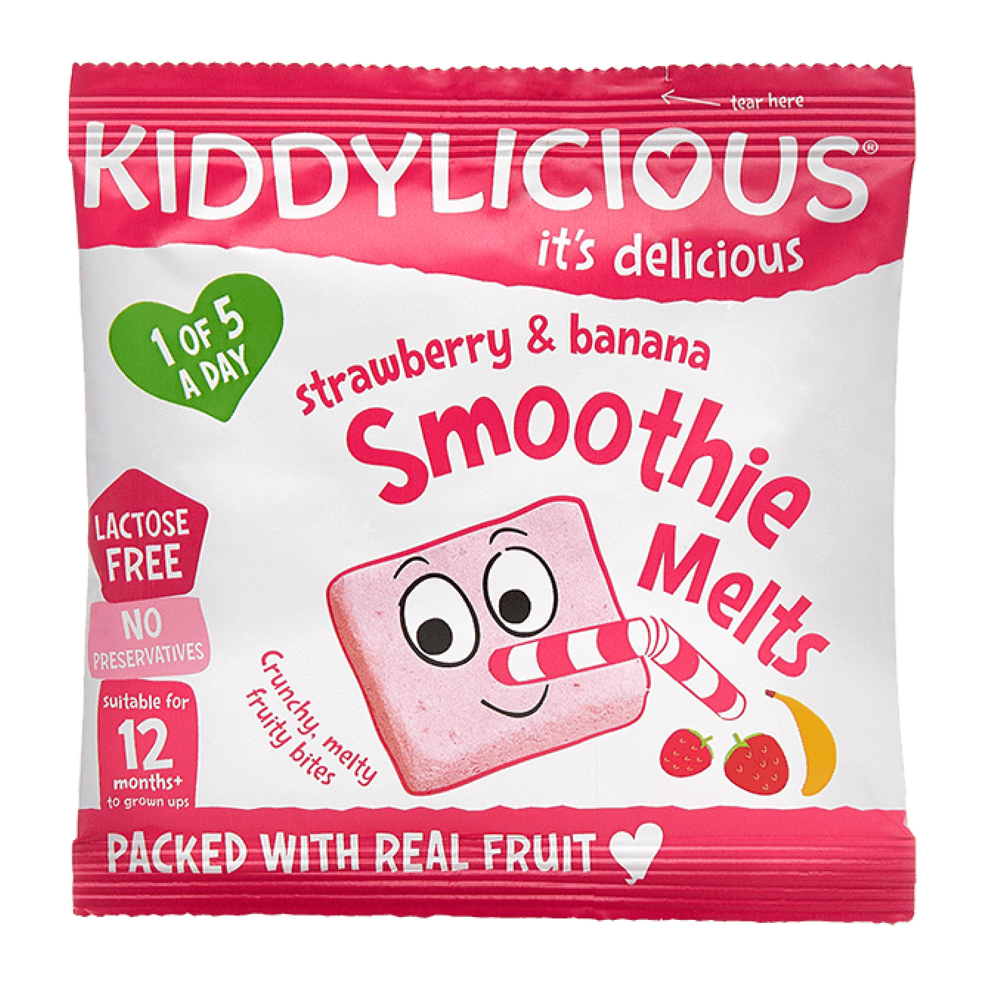 Kiddylicious Strawberry and Banana Smoothie Melts 6g 12 Months