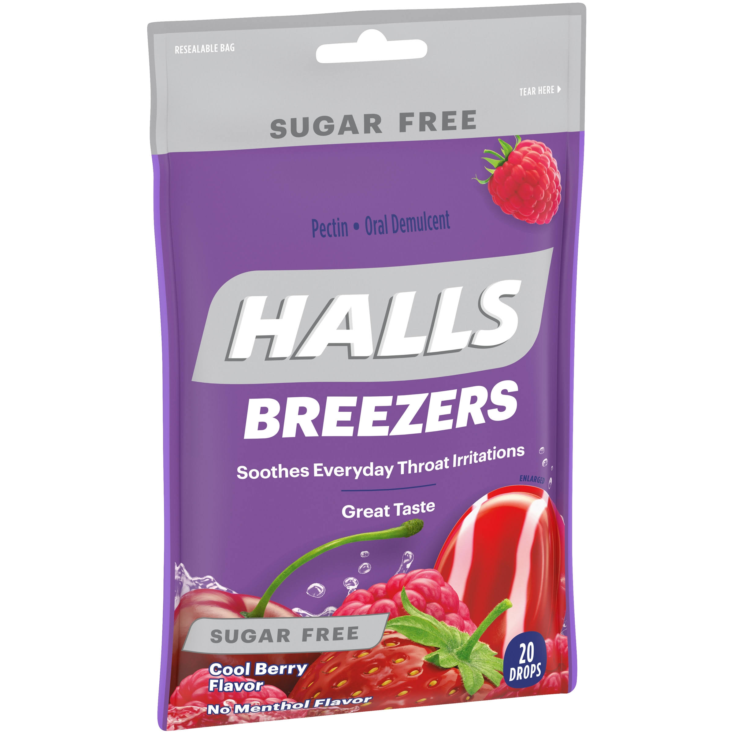 Halls Breezers Throat Drops - Cool Berry, 20 Drops