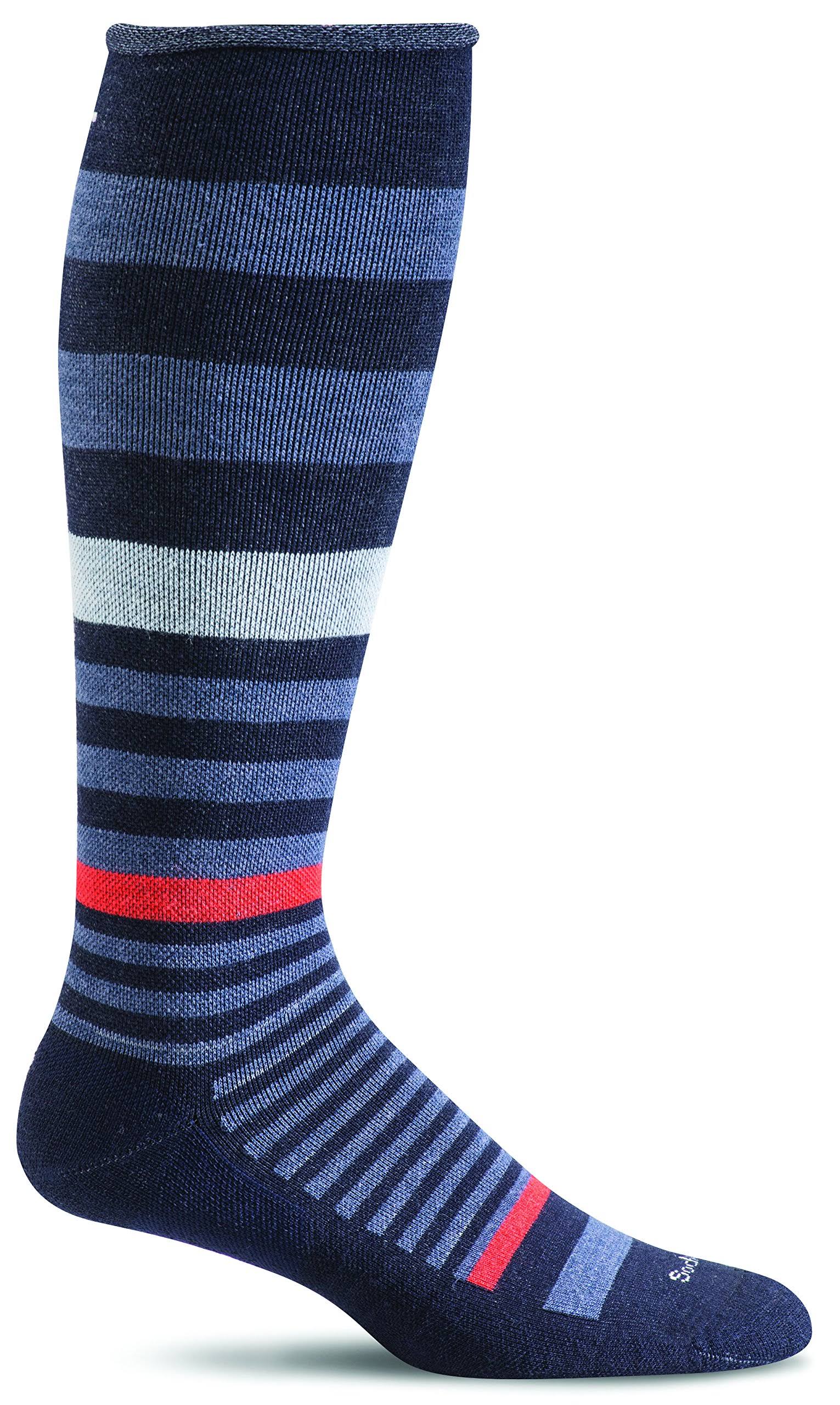 Sockwell Women's Orbital Stripe Graduated Compression Socks - Navy, Small, Medium