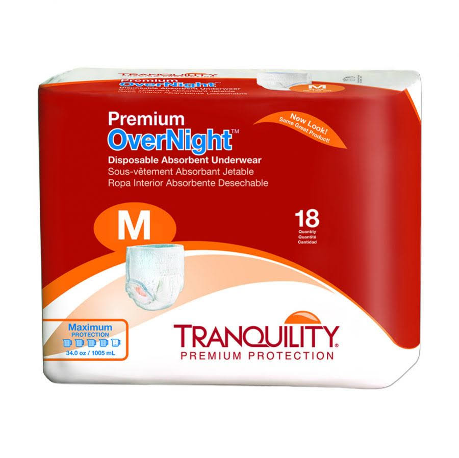Tranquility Premium OverNight Disposable Absorbent Underwear - 72ct