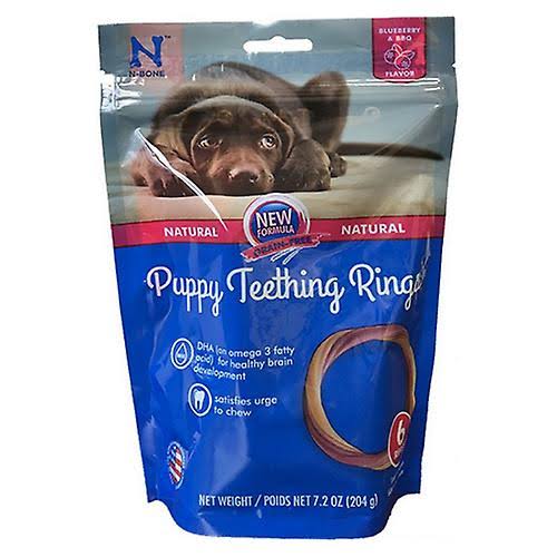 N Bone Puppy Teething Rings - Blueberry & Bbq, 6pk