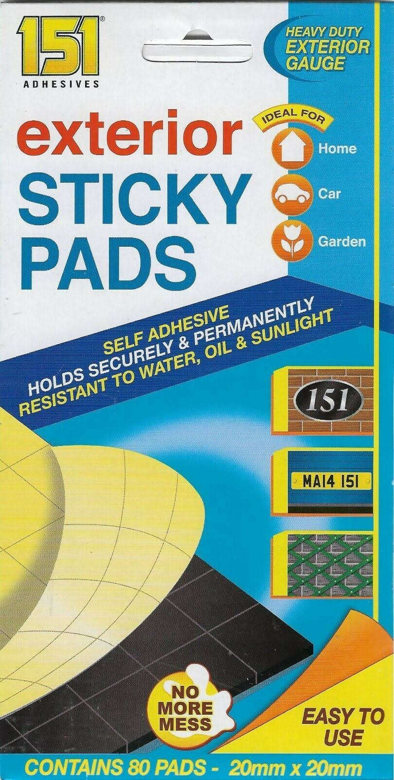 151 Sticks Out Exterior Sticky Pads Self Adhesive 20mm X 20mm 80 Pads Heavy Duty 