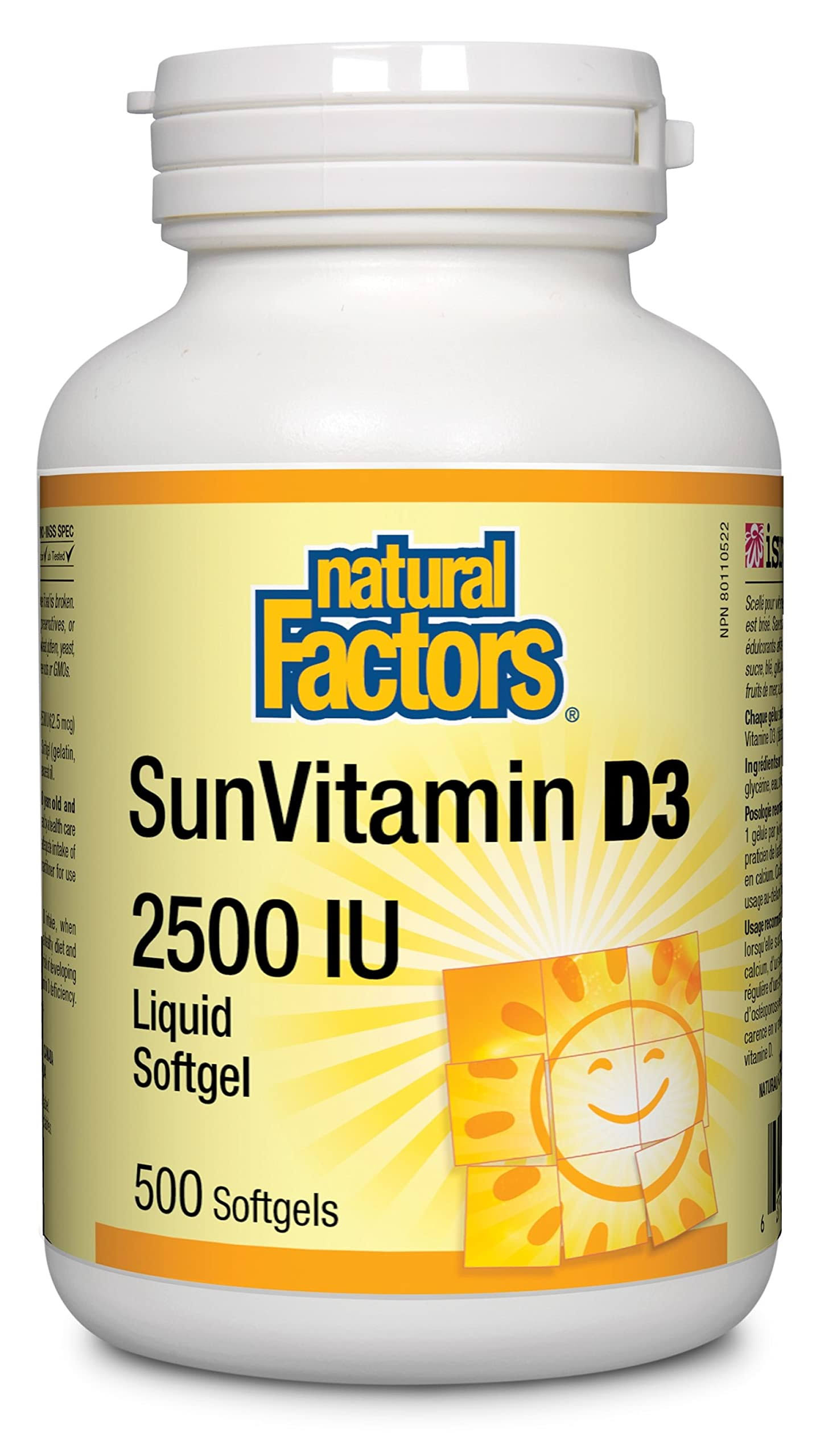 Natural Factors Sunvitamin D3, 500 Softgels