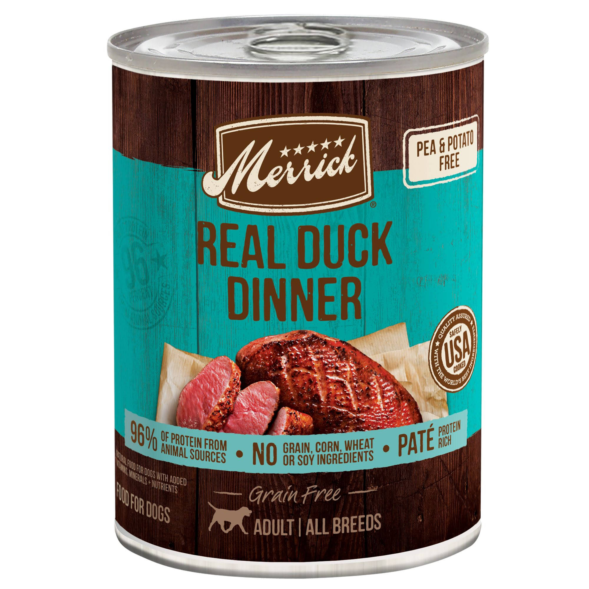 Merrick Grain-Free Real Duck Canned Dog Food, 12.7-oz