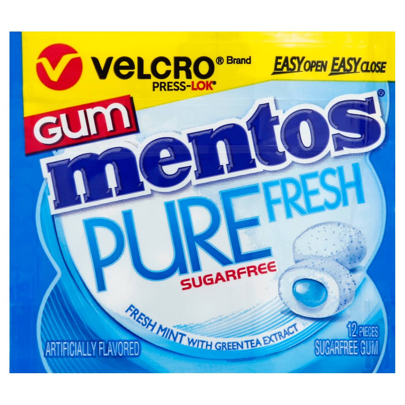 Mentos Pure Fresh Gum, Sugarfree, Fresh Mint - 12 pieces