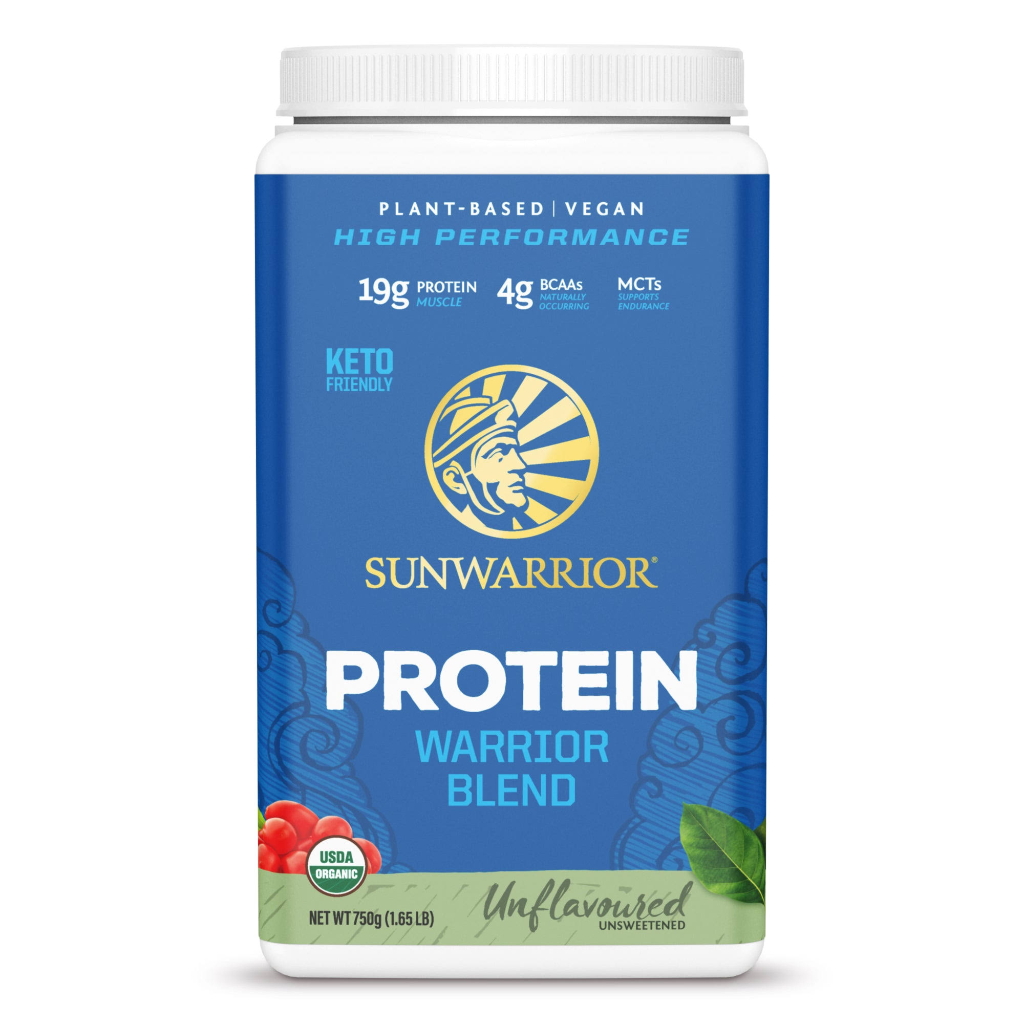 Sunwarrior Warrior Blend Raw Plant-Based Organic Protein - Natural, 30 Servings