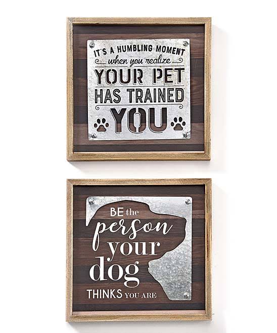 Giftcraft Decorative Plaque White 'Your Pet Has Trained You' Wall Sign - Set of Two One-Size