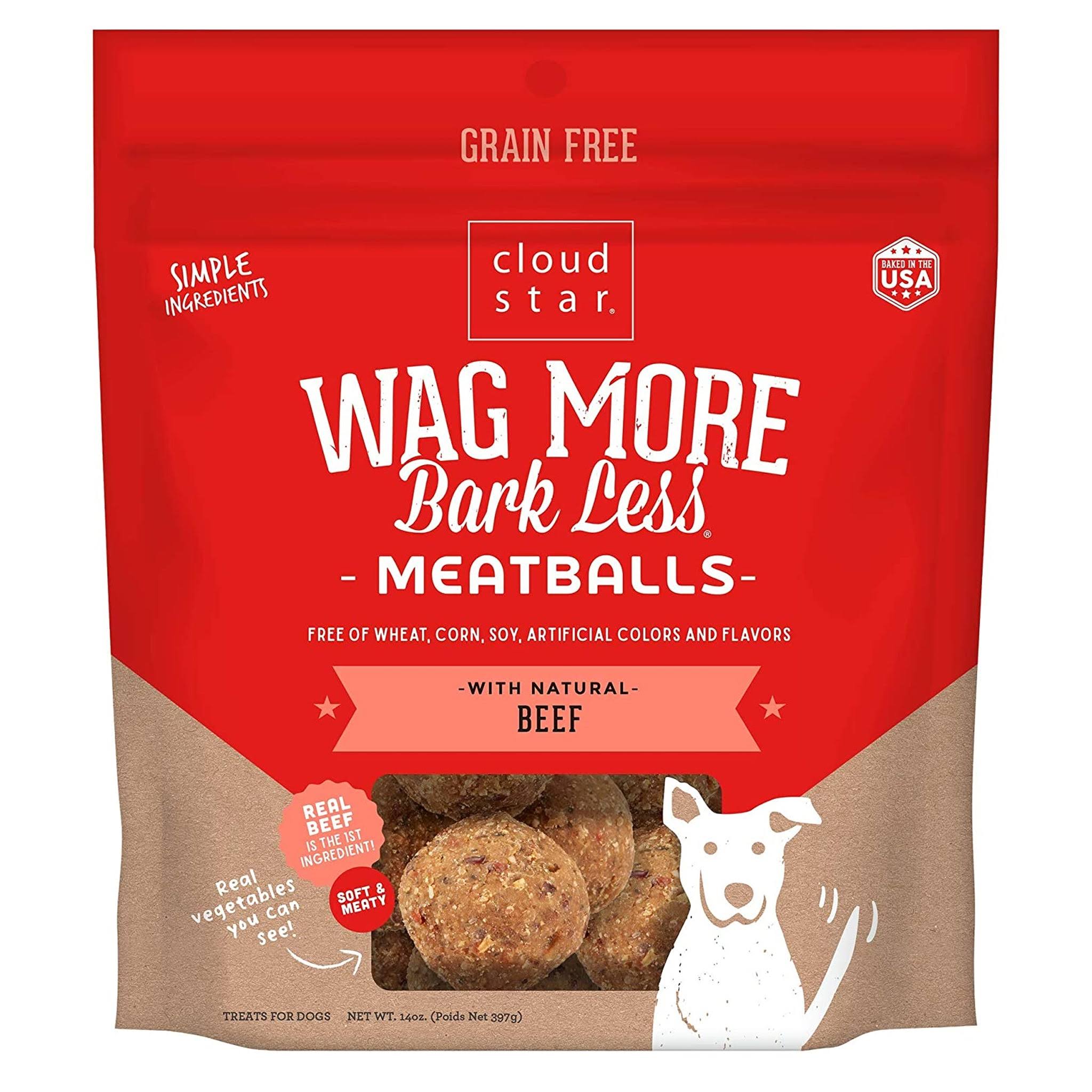 Cloud Star Wag More Bark Less Grain Free Beef Recipe Meatballs Dog Treats 14 oz