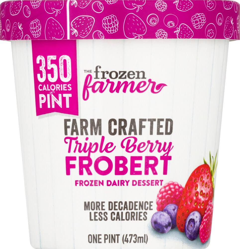 The Frozen Farmer Frozen Dair Dessert, Triple Berry Frobert - one pint (473 ml)