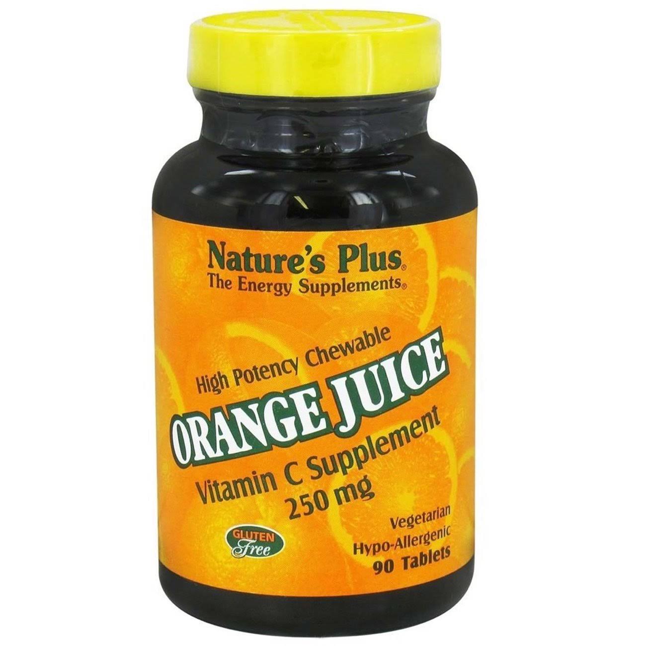 Nature's Plus Orange Juice Vitamin C - 250 mg, 90 chewable tablets